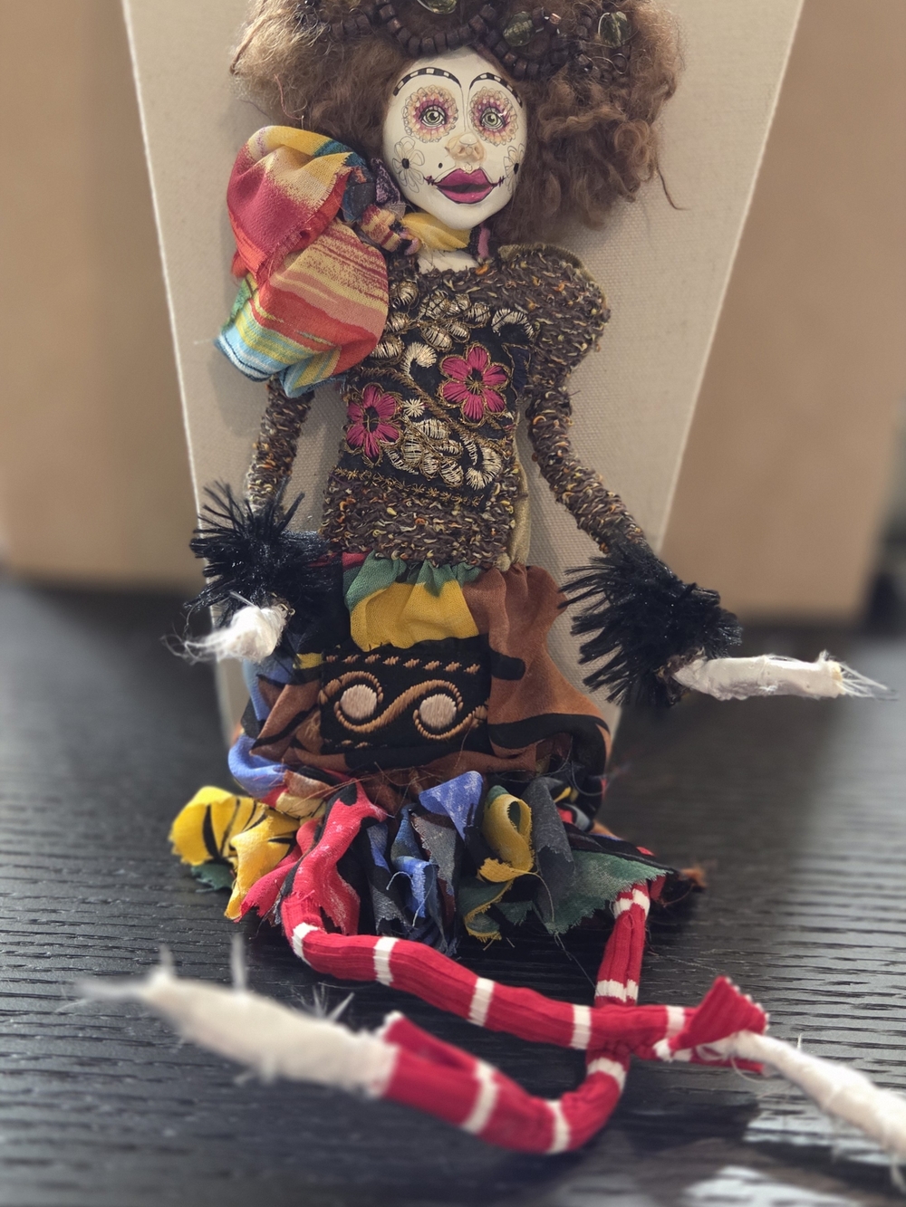 German Artisan Multicolor Textile Doll with Beautiful Hand-Painted Face